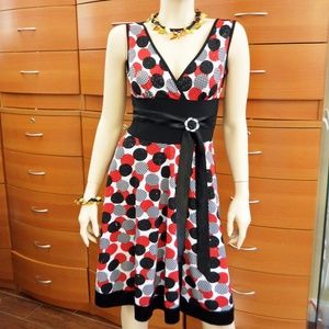 PARTY DRESS FIT & FLARE DOTTED MADE IN EUROPE